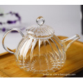 custom hand blown ribbed tea pot glass set
